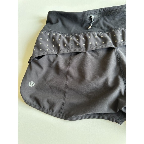 Lululemon Speed Up Short Black Polka Dot Reflective Running Shorts Womens Size 4 - Picture 11 of 13